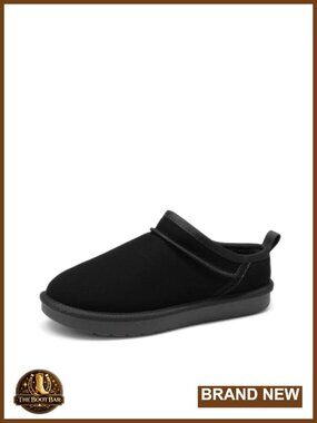 Women's Genuine Suede Slip On Mules Cozy Faux Fur Lined Slippers